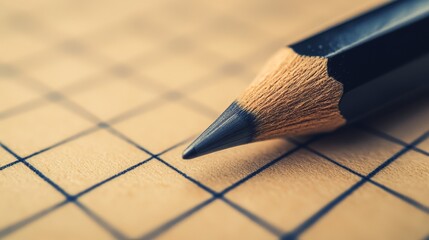 Detailed graphite pencil sketch on classic checkered paper background artistic creation.