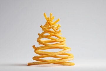 Creative Presentation of Twisted French Fries in Geometric Form