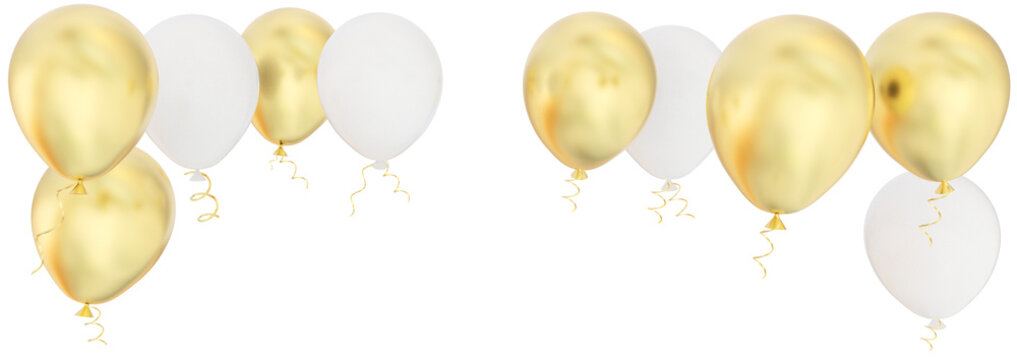 balloons golden white trasnparent - 3d rendering