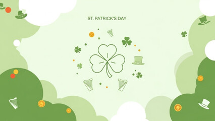 St patrick's day clover shamrock illustration with green background