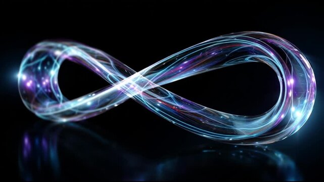 Healing energy concept. Spiritual wellness. Energy flow. Inner balance. Holistic healing. Spiritual connection. Colorful infinity symbol with a dark background