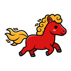 Fototapeta premium Energetic fire horse mascot running with flaming mane and tail for Chinese New Year 2026.
