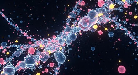 Futuristic Depiction of DNA Double Helix and Molecular Structures