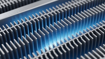 Close-up view of blue heat sink