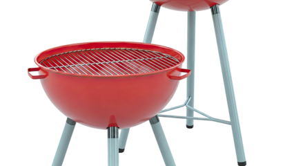 Red Kettle Grill on Gray Legs
