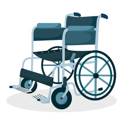 Illustration of a wheelchair; wheelchair in a hospital.