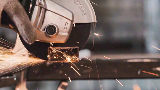 Steel pipe cutting process using electric power tools with a cutting disc