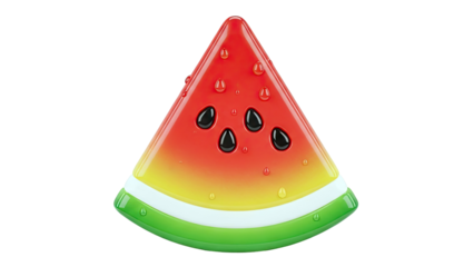 Glossy Watermelon Slice with Water Droplets