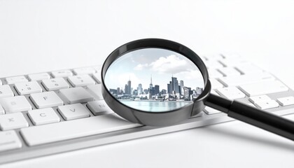 Magnifying glass on a white keyboard (2)