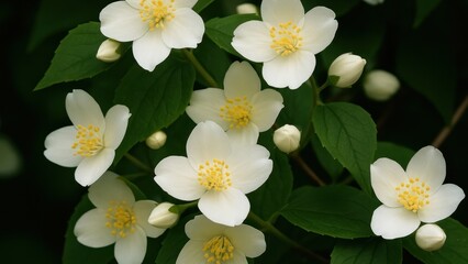 Elegant white flowers with leaves desktop wallpaper