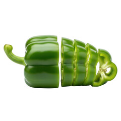 Sliced green bell pepper isolated on transparent background