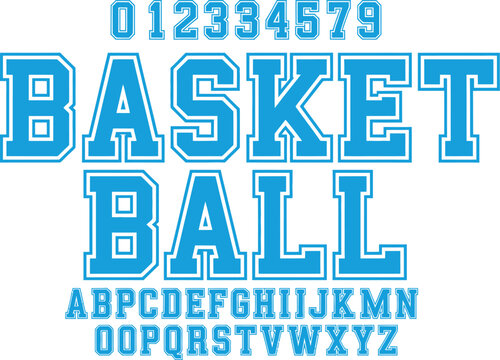 Blue Basketball Font with Numbers and Letters