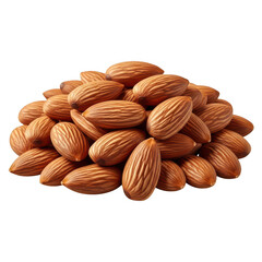 Pile of almonds isolated on transparent background