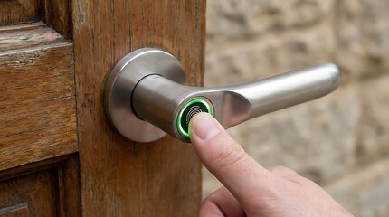 Modern Smart Door Handle with Fingerprint Scanner for Secure Access.