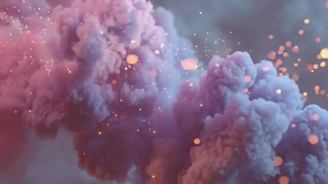Pastel Smoke and Glowing Sparks from Firecracker