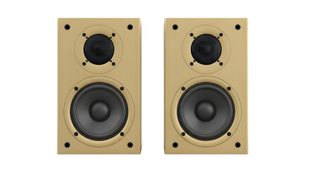 Fototapeta premium Pair of modern gold speakers on black background