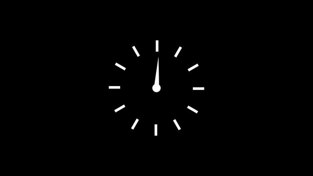 Minimalist clock face animation with rotating white needle on black background loopable clip