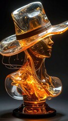 Liquid amber bust, stylish hat