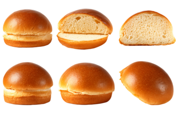 Assorted Brioche Buns on White Background