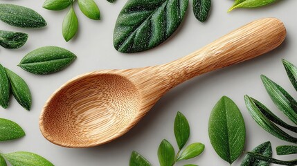 Wooden spoon isolated with clean edge transparency, natural eco-friendly kitchenware element suitable for branding, cooking recipes, restaurant icons and sustainable.