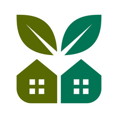 Green house and leaves logo template