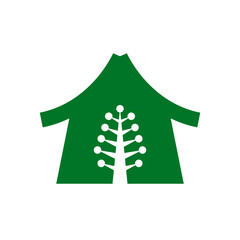 Minimal house and tree logo template