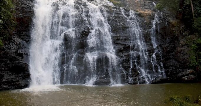 Abbey water falls slow motion of water flow on the rocks located in Karnataks state ,India.