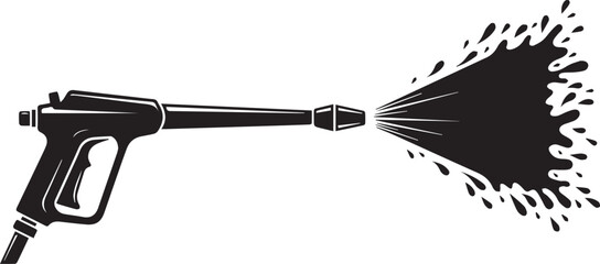 Pressure washer spray gun Silhouette vector black on a white background