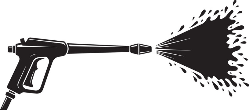 Pressure washer spray gun Silhouette vector black on a white background
