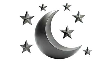 Black Crescent Moon and Stars