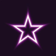 neon light purple neon star shape with glowing effect on dark background