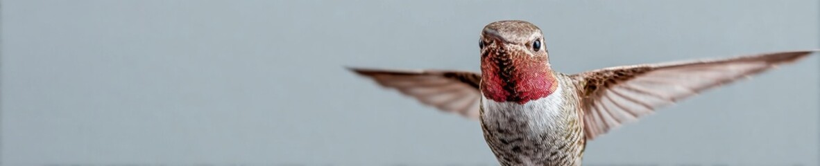 Obraz premium Wild Strength Hummingbird in Flight Glitch Purple Backdrop with Neon Mint Accents for Nature Publications and Biodiversity Promotion