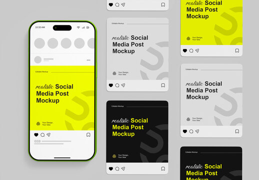 Editable Social Media Square Post Mockup