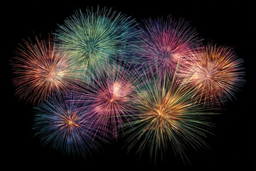 Obraz premium vibrant explosion of colorful fireworks illuminating the dark night sky