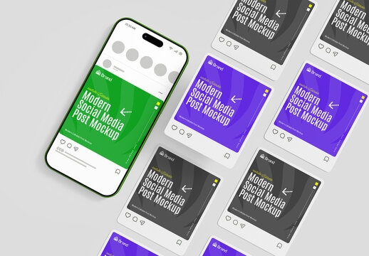 Social Media Square Post Mockup with Banner