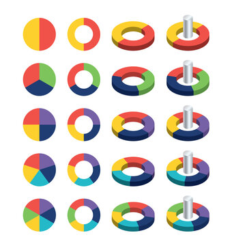 A pie chart with 2 to 6 equal parts can be 2D or 3D.