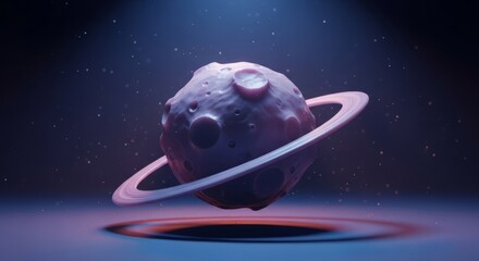 3D Render of Planet with Ring System.