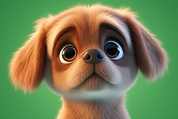 Adorable Cartoon Dog with Big Eyes.