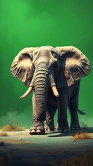 African Elephant Standing on Rocky Outcrop.