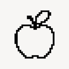 Pixelated apple outline illustration.
