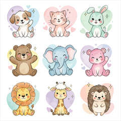 Obraz premium Cute Animal Friends Vector Illustration