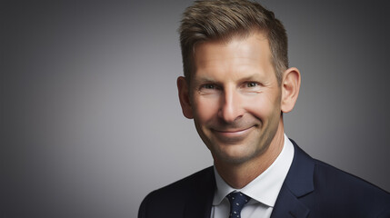 staff. Confident business professional in formal attire, exuding professionalism and approachability in a neutral setting. pitch deck slides.