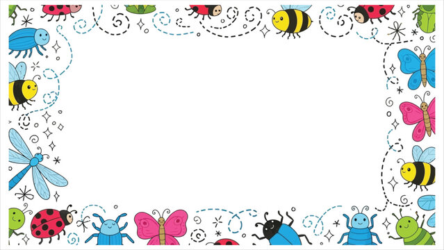 Colorful Insect Border vector illustration