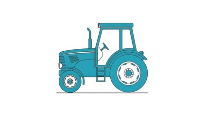 Naklejka premium Blue Tractor Illustration Isolated on White Background, Agricultural Vehicle