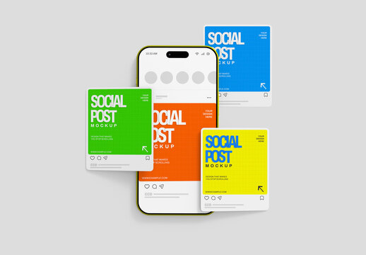 Smartphone Social Media Square Post Mockup