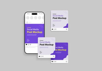 Floating Social Media Square Post Mockup
