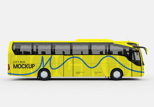 City Coach Bus PSD Mockup with Vehicle