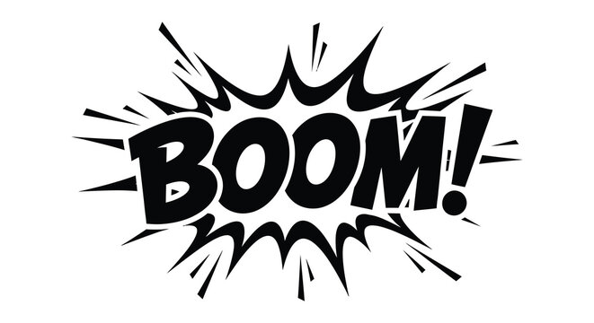 comic book style explosion effect with bold boom text silhouette high quality professional detailed modern elegant