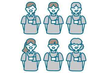 名札を下げた女性達のイラスト