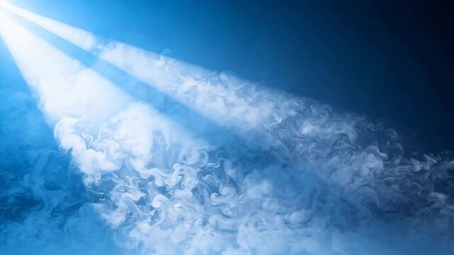 Abstract blue spotlight and fog background with cinematic feeling